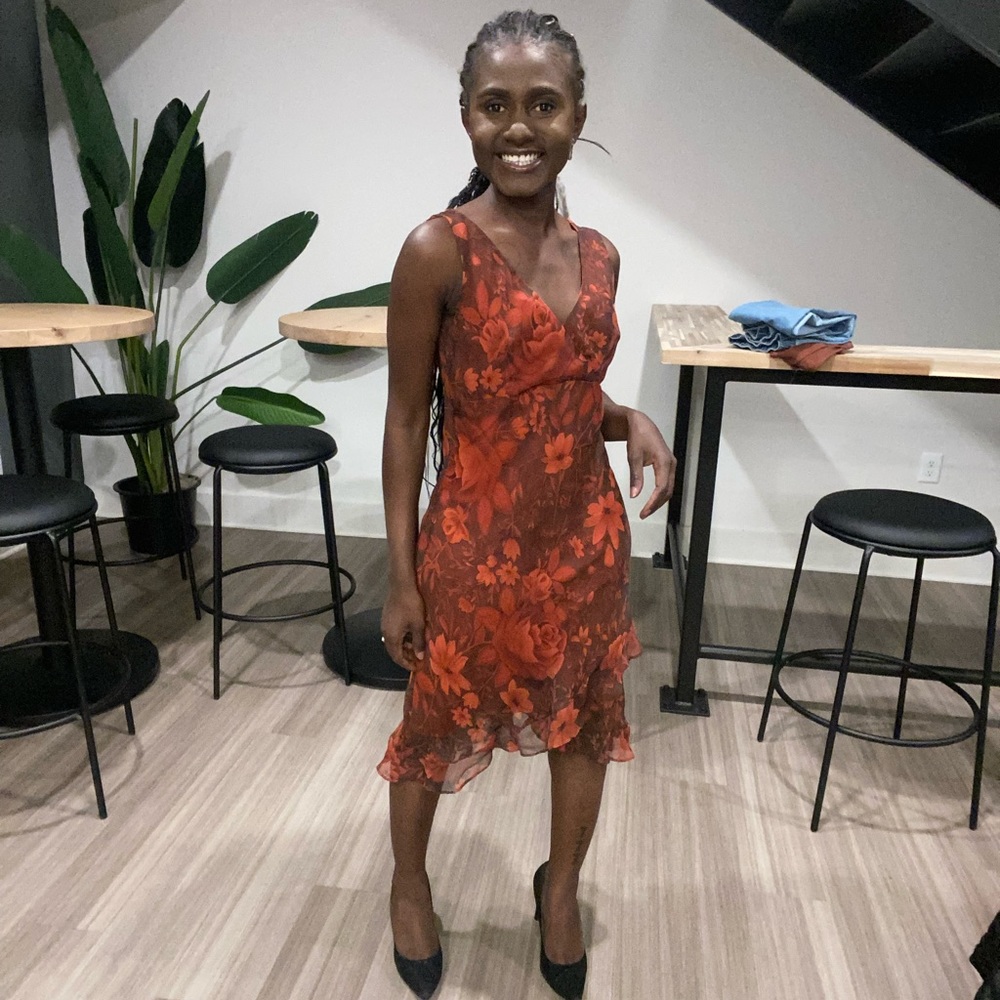 Floral red dress